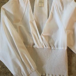 Diane Von Furstenberg plunging smock top in white